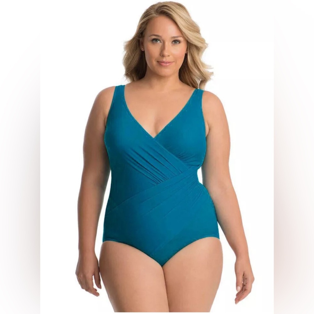 Miraclesuit Women's Oceanus Soft Cup One Pce Swim suit Teal🇨🇦 no size tag, 16 ?